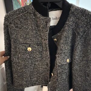 ba&sh Monochrome Herringbone Coat